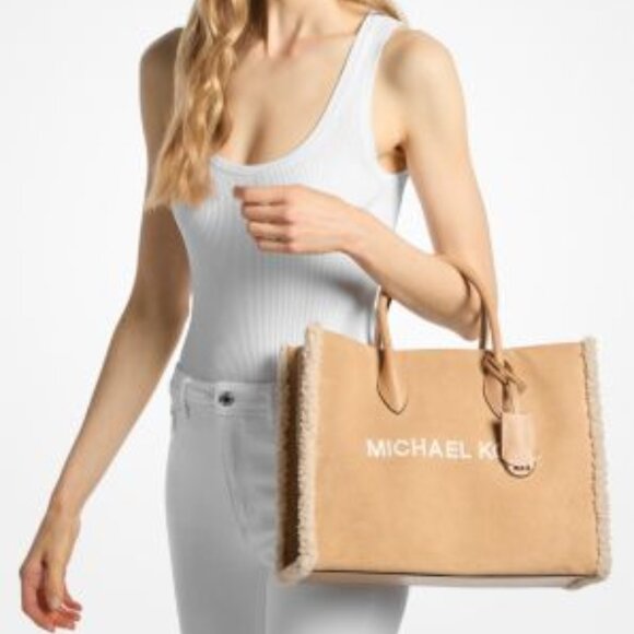 Mirella Medium Suede and Faux Shearling Tote Bag (Color: Peanut) - Picture 4 of 5